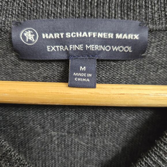 Hart Schaffner Marx Men Prep Academia Gray Extra Fine Merino Wool Sweater Vest M - Picture 4 of 10
